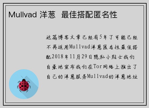 Mullvad 洋葱  最佳搭配匿名性 