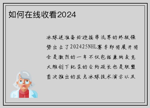 如何在线收看2024